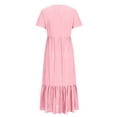 thumbnail image 4 of Pisexur Robes d'Été pour Femmes à Col Rond, Robe Fluide Plissée Tendance à Manches Courtes, Mode avec Poche, Robe d'Été de Plage Évasée à Imprimé Floral, 4 of 5