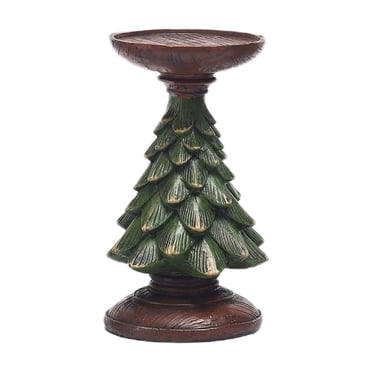 Lksixu Christmas Decorations Wood Like Christmas Tree Candlestick Base European Resin Decor Creatives Tabletop Centerpiece Eco Amicable Handcrafted Candle Stand Festive Home Ornament for Holiday Party