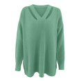 thumbnail image 3 of Womens V Neck Oversized Fall Sweater Sexy Long Sleeve Knit Pullover Top, 3 of 6