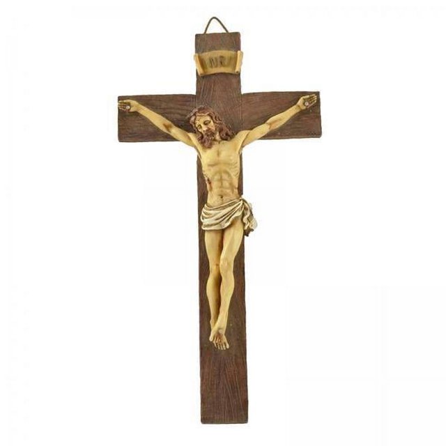 DOLITY 2x Statue Religieuse en Résine de Jésus Crucifix Figurine de Saint Suspendue Collection Maison