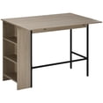 thumbnail image 1 of HOMCOM Extendable Bar Table, Counter Height Table, Light Grey, 1 of 10