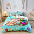 thumbnail image 3 of Easter 3 Piece Bedding Set, Cartoon Rabbits and Eggs Pattern, Microfiber Duvet Cover with 2 Pillowcases, Festive Home Decor Accents for Bedroom, 3 of 6