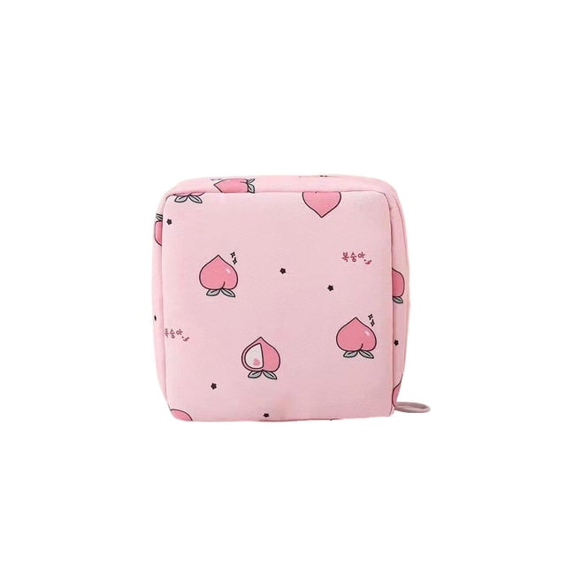 Storage Bag Large Capacity Sanitary Napkin Pad Bags Lightweight Storage Bag Cartoon Pattern Carry Packet Store Women Tampons Jewelry Cosmetics Pink 1