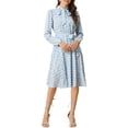 thumbnail image 2 of INSPIRE CHIC Robe Midi Ceinturée à Imprimé Floral Vintage en Mousseline à Manches Longues à Col Noué pour Femme TP Bleu Pâle, 2 of 5