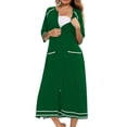 thumbnail image 1 of MeetoTime Women Robe Zipper Front House Dress 3/4 Sleeve Nightgown Full Length Ladies Loungewear with Pockets, 1 of 6