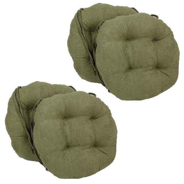Coussins de Chaise Ronds Capitonnés en Microsuède Uni de 16 Po (Ensemble de 4)