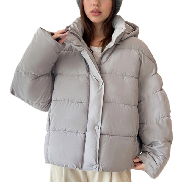 YOIAVAIOY Women's Full-Zip Puffer Jacket with Hood Oversized