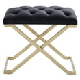 thumbnail image 1 of Contemporary Velvet & Stainless Steel Bench in Black & Gold, 1 of 6