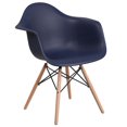 thumbnail image 1 of Alonza Series Navy Plastic Chair with Wooden Legs, 1 of 9