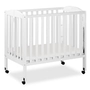 Dream On Me Tessa 2-in-1 Folding Mini Crib | Space-Saving Portable Baby Crib with 2 Adjustable Mattress Levels & Locking Wheels | Solid Pine Wood, Teething Rail | Ideal for Apartments, Daycare & Grand