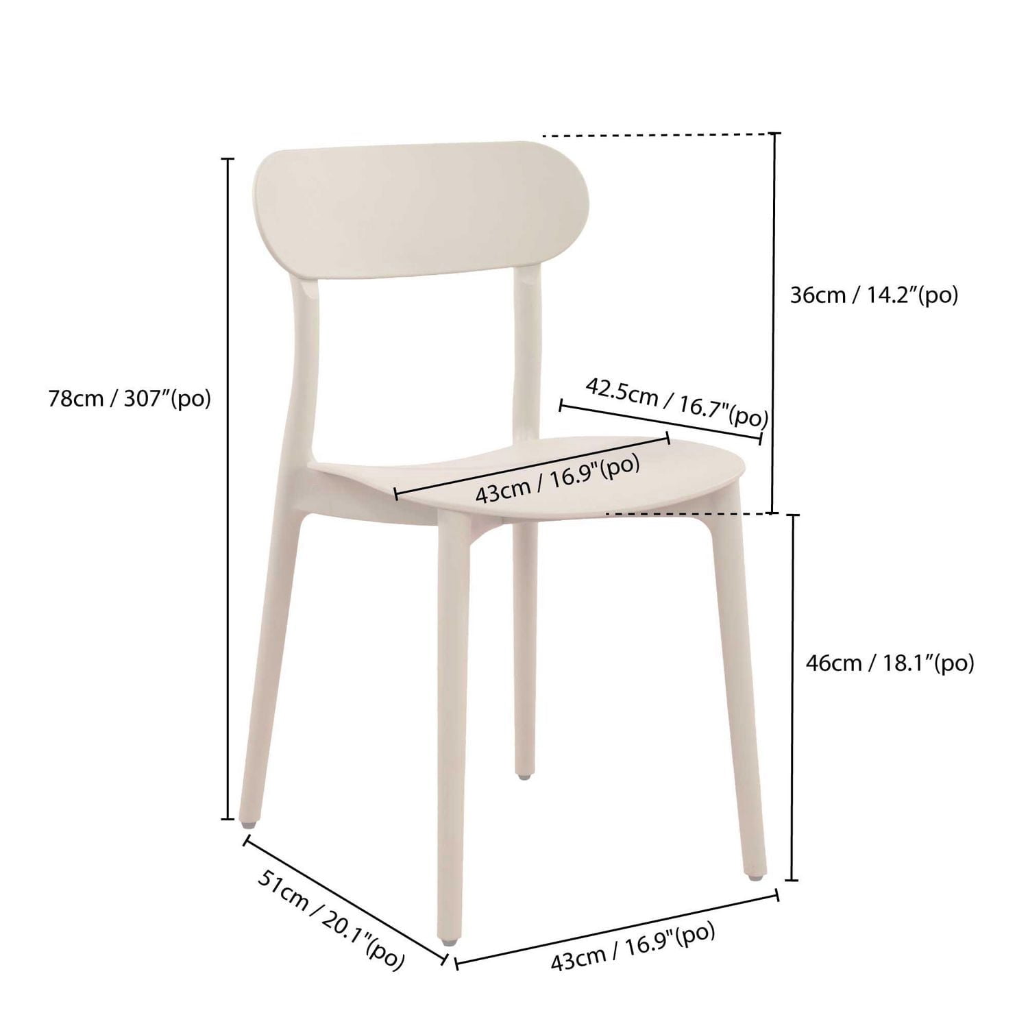 Chaises empilables Patioflare, crème, lot de 2