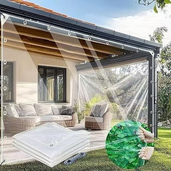 EGNMCR Transparent Outdoor Windproof Tarpaulin Thickened Waterproof Cloth Pe Material Tear Plastic Cloth Rainproof Sunproof Tarpaulin rain tarp