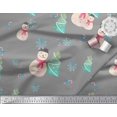 thumbnail image 2 of Soimoi Grey Rayon Fabric Snowman & Tree Christmas Print Fabric by Yard 56 Inch Wide, 2 of 3