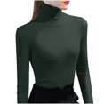 thumbnail image 1 of Besolor Womens Turtleneck Long Sleeve Tops Slim Fitted Basic Shirts Plus Size Solid Color Going out Tees Tights, 1 of 3