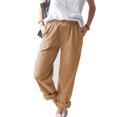 thumbnail image 4 of Mikilon Women Casual Solid Color Pockets Elastic Waist Comfortable Straight Pants, 4 of 5