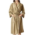 thumbnail image 1 of Timegard Womens Bathrobe V Neck Long Sleeve Belted Waist Robes Lightweight Solid Color Comfy Mid Length Loungewear, 1 of 2