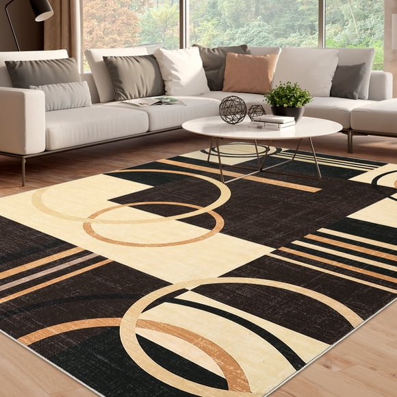 Tapis Lavable à la Machine, Tapis Antidérapant Résistant aux Taches, Tapis Qui Ne Perdent Pas Leurs Fibres, Tapis Géométrique Moderne pour Chambre, Salle à Manger, Salle Familiale, Chambre de Bébé, Salle de Jeux