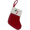 thumbnail image 1 of Fridja Christmas Mini Stockings Sock Decoration Tableware Holders, 8 Inches Initial Monogram Tableware Candy Pouch Bag Knit Cuff Socking for Xmas Party Tree Dinner Table Home Ornaments (Red, J), 1 of 1