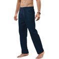 thumbnail image 2 of Innerwin Bottoms Solid Color Men Pants Outdoor Elastic Waist Loose Trousers Navy Blue L, 2 of 7