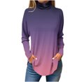 thumbnail image 1 of FAIWAD Women's Turtleneck Long Sleeve Tops Basic Layering Irregular U Hem Soft Underwear Tunic Tops, 1 of 4