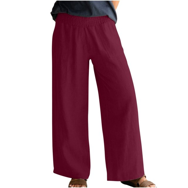 Pantalons en Coton et Lin pour Femmes Pantalons Larges et Amples avec Poches