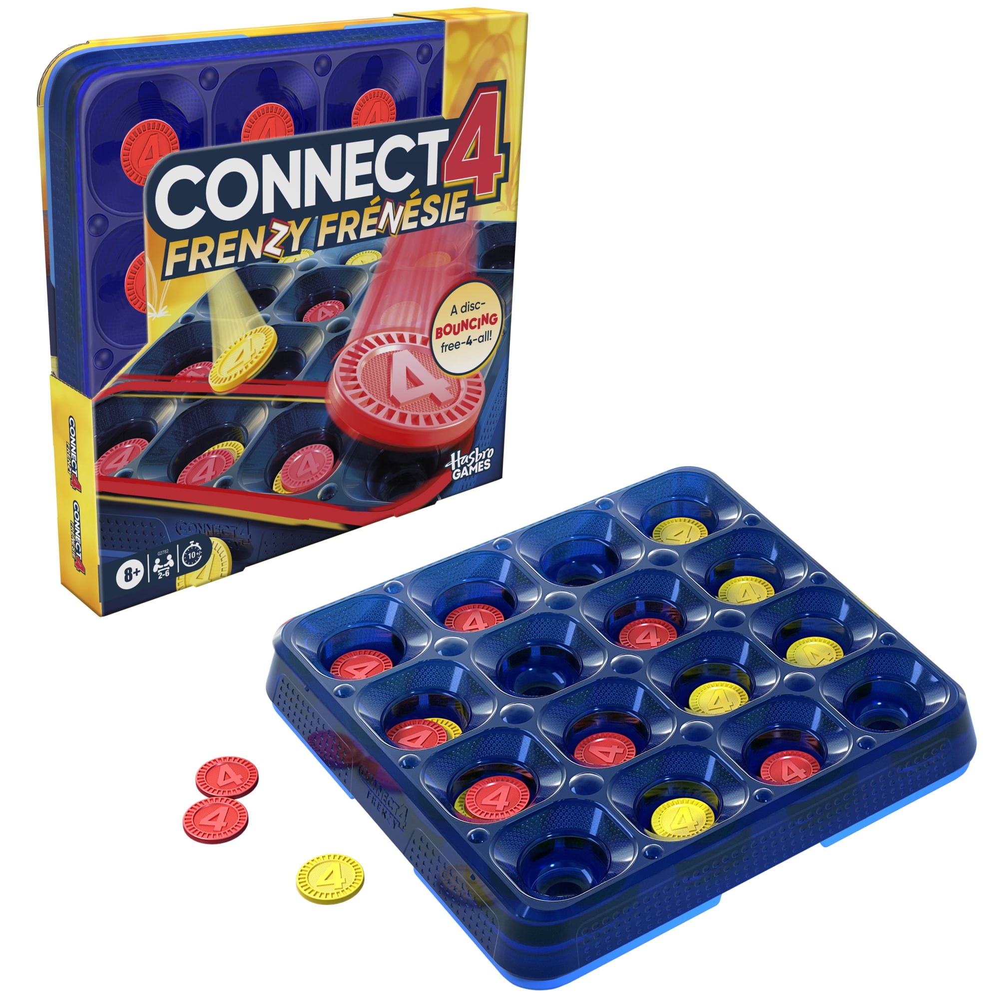 Connect 4 Frénésie, jeu de groupe familial pour enfants et adultes dès 8 ans