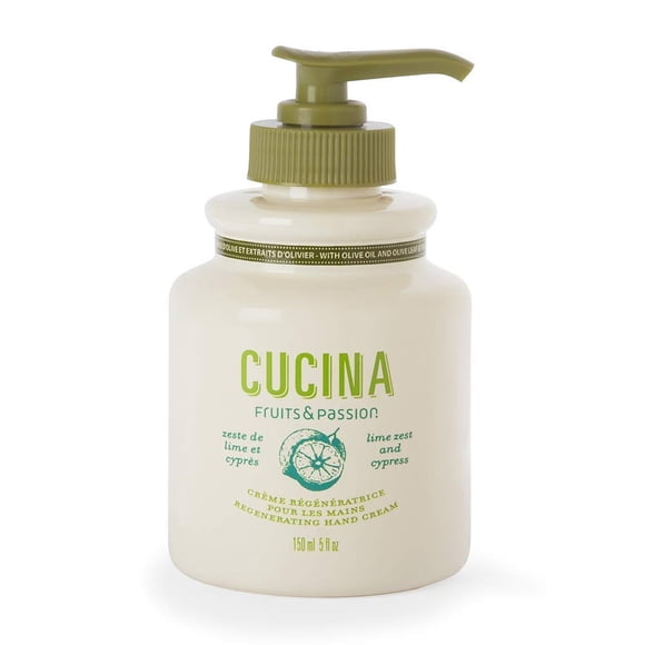 [Fruits & Passion] Cucina Coriander and Olive Tree Luxury Hand Cream, 5 Fl Oz - Premium Skin Care Made from First Cold Pressed Olive Oil - Regenerating Hand Lotion for Dry, Cracked Skin