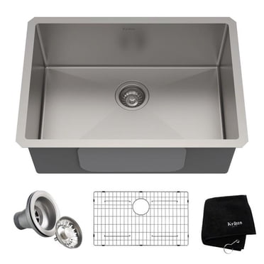 Kraus USA KHU100-26 Standart Pro 26 Undermount Single Bowl Stainless Steel Kitchen Sink with Noisedefend Soundproofing
