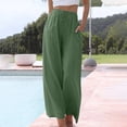 thumbnail image 2 of XZNGL Casual Cotton Linen Drawstring High Waist Wide Leg Pants for Women, Solid Color, Spring Summer Lightweight Loose Fit, Elastic Waistband, Full Length, 2 of 6