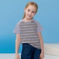 thumbnail image 2 of Économies d'Été! SROBPTY T-Shirts à Manches Courtes pour Tout-Petits, Garçons Tout-Petits Mode Col Rond à Rayures Imprimées Manches Courtes Violet, 9 Ans, 2 of 5