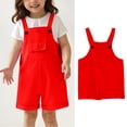 thumbnail image 2 of WENXIAOO Kids Girls Jumpsuits Rompers Comfortable Red Jumpsuit with Pockets Spring Fall Romper Summer Outfits for Girls 9-10 Years, 2 of 6