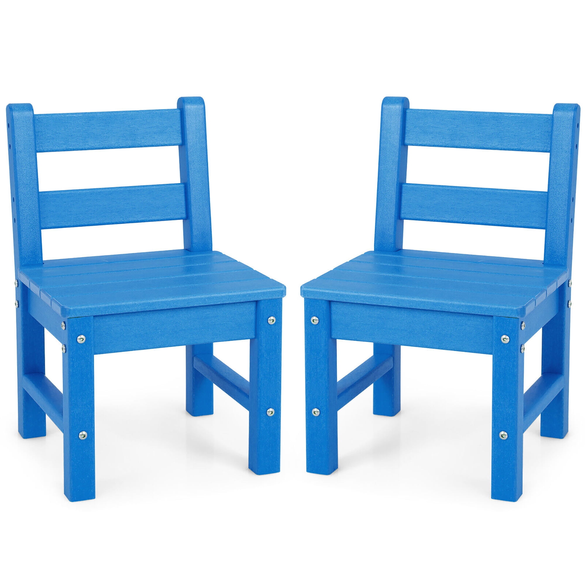Gymax 2 PCS Kids Chairs Indoor Outdoor Heavy-Duty All-Weather Children Learning Chair Blue