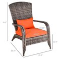 thumbnail image 3 of Outsunny Outdoor Adirondack Chair Rattan Fire Pit Chair with Cushion Orange, 3 of 10