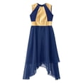 thumbnail image 3 of Yartina Robe de Danse Asymétrique pour Filles, Tunique de Prière Lituricale, Bleu Marine 16, 3 of 5