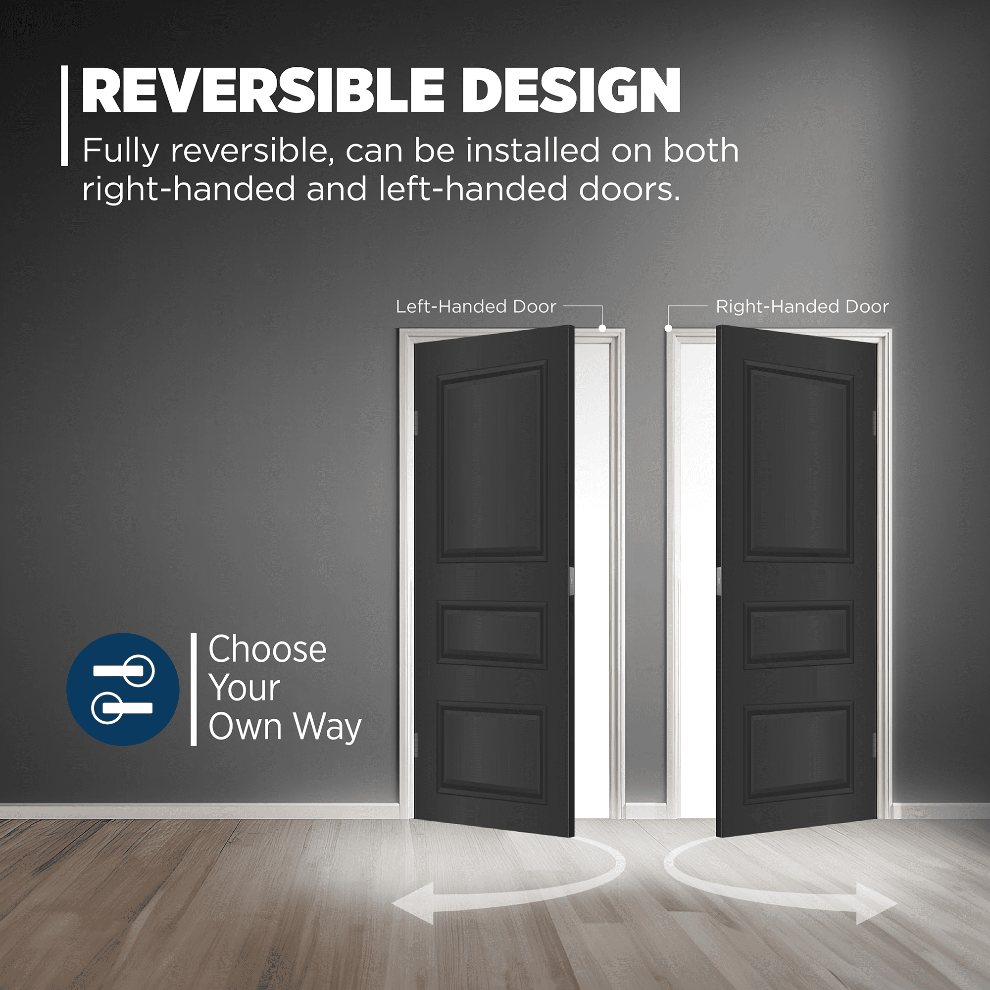 Safe Lock Regina Chrome Noir Mat Bouton de porte intérieure pour passage couloir/garde-robe