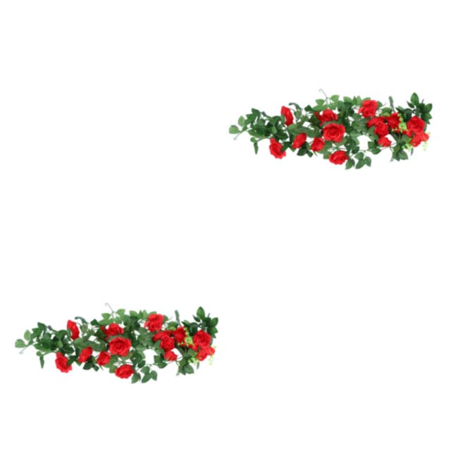 stanreset 1/2/3/5 Artificial Flower Plant Fake Vine Roses Simulation Rose Self-Assembly Party Balcony Garden Restaurant Living Room Garland Red 2PCS