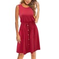 thumbnail image 1 of RKSTN Robes Décontractées pour Femmes Sans Manches à Col Ras du Cou Robes de Couleur Unie Boutonnées avec Poche Robe Ample, 1 of 5