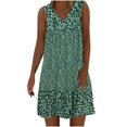 thumbnail image 2 of Weiqiqre Robes de Travail pour Femmes, Robe Mini d'Été Décontractée pour Femmes à Col en V, Imprimée, Sans Manches, Plissée, 2 of 6