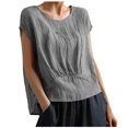 thumbnail image 1 of cfhntfmh Hauts d'Été pour Femmes Tendance à Manches Cap Courtes Col Ras du Cou Blouses Basiques Confortables Couleur Unie T-Shirts Décontractés 2025, 1 of 6