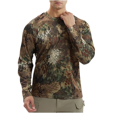 Men's UPF 50+ Sun Protection Long Sleeve Shirt, Quick-Dry Breathable Hiking Shirt with Moisture Wicking, Lightweight Rash Guard for Fishing, Camping, and Outdoor Activities