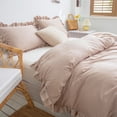 thumbnail image 2 of Move Over Taupe Ruffle Pillow Shams King Ruffled Pattern Khaki Boho Pillowcases 100% Washed Microfiber, 2 of 7