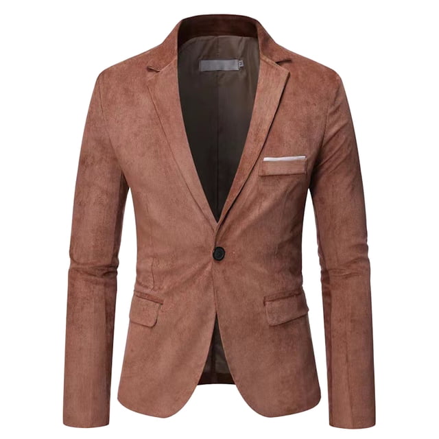 BOBOGOJP Blazer for Men Two Button Blazer Working Buttonholes Suit Jacket (Khaki,4XL)