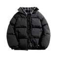 thumbnail image 1 of Styesk Jackets for Men Zipper Up Warm Jackets Plaid Patchwork Puffer Jacket Outdoor Plus Size Work Coats Casual Comfy Wind Breaker Jackets with Pockets, 1 of 8