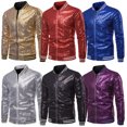 thumbnail image 3 of SUNSIOM Veste Décontractée à Sequins pour Hommes, Manteau Slim à Manches Longues avec Col et Fermeture Éclair, 3 of 5
