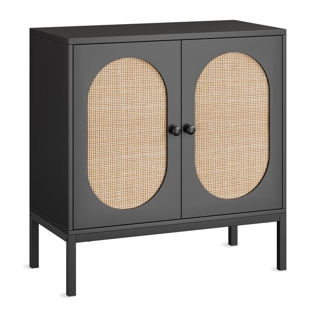 Buffet Armoire Armoire de Rangement en Rotin avec Portes et Tablettes Armoire d'Accent Buffet Console en Bois avec Rangement Armoire d'Entrée