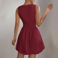 thumbnail image 4 of Ovzne Robes d'Été pour Femmes Robe de Plage Mode pour Dames Sans Manches à Col Rond Robe Unie avec Poches Robe Courte Mini Robes Robe d'Été Liquidation, 4 of 7