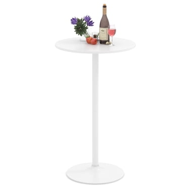 Gymax Table de Bar Ronde avec Hauteur Réglable et Base en Métal Style Moderne pour Salon