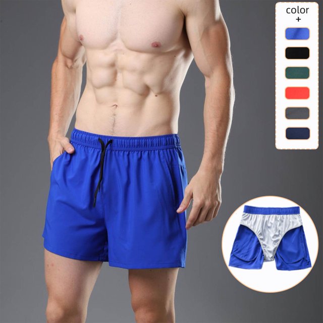 Styesk Mens Shorts Man Solid-Color Casual Sports Breathable Running Training Drawstring Pocket Shorts