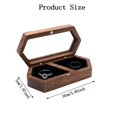 thumbnail image 2 of WIFKLSIIPG Wooden Ring Holder with Transparent Lid Two Slots Jewelry Container Walnut Jewelry Storage Holder for Couples Portable Couple Rings Wedding Ring Holder for Wedding Occasion, 2 of 6