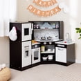 thumbnail image 2 of Gymax Kids Corner Kitchen Playset Wooden Pretend Play Toy with Microwave Coffee, 2 of 10